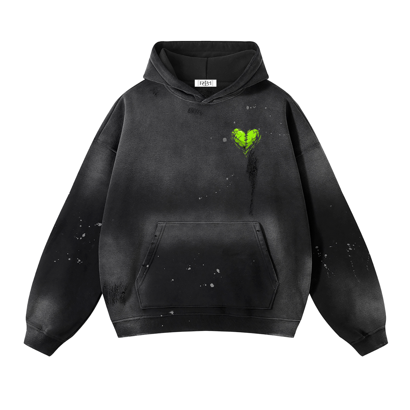 Vintage Washed Frayed Fleece Hoodie