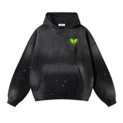 Vintage Washed Frayed Fleece Hoodie